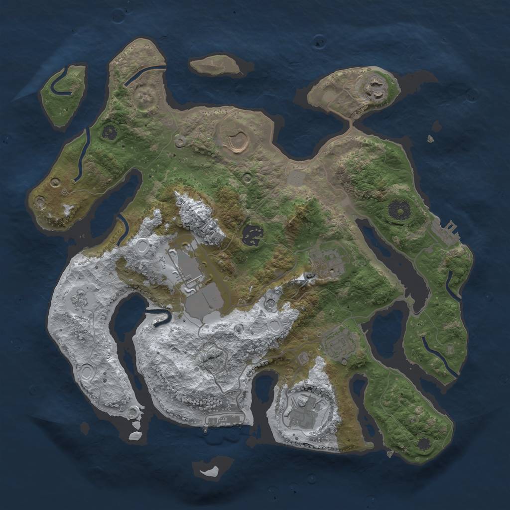 Rust Map: Procedural Map, Size: 3500, Seed: 537995, 16 Monuments