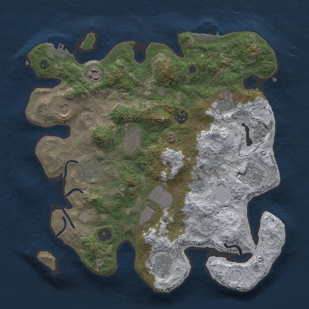 Rust Map: Procedural Map, Size: 3500, Seed: 4715201, 19 Monuments