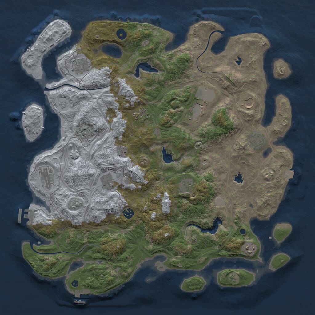 Rust Map: Procedural Map, Size: 4500, Seed: 4213922, 17 Monuments
