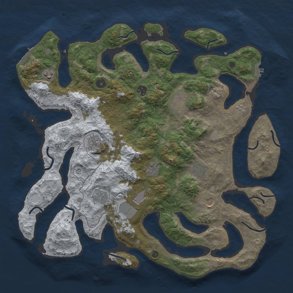 Rust Map: Procedural Map, Size: 4500, Seed: 3983944, 19 Monuments