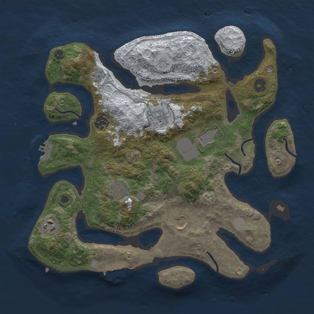 Rust Map: Procedural Map, Size: 3510, Seed: 388043, 15 Monuments