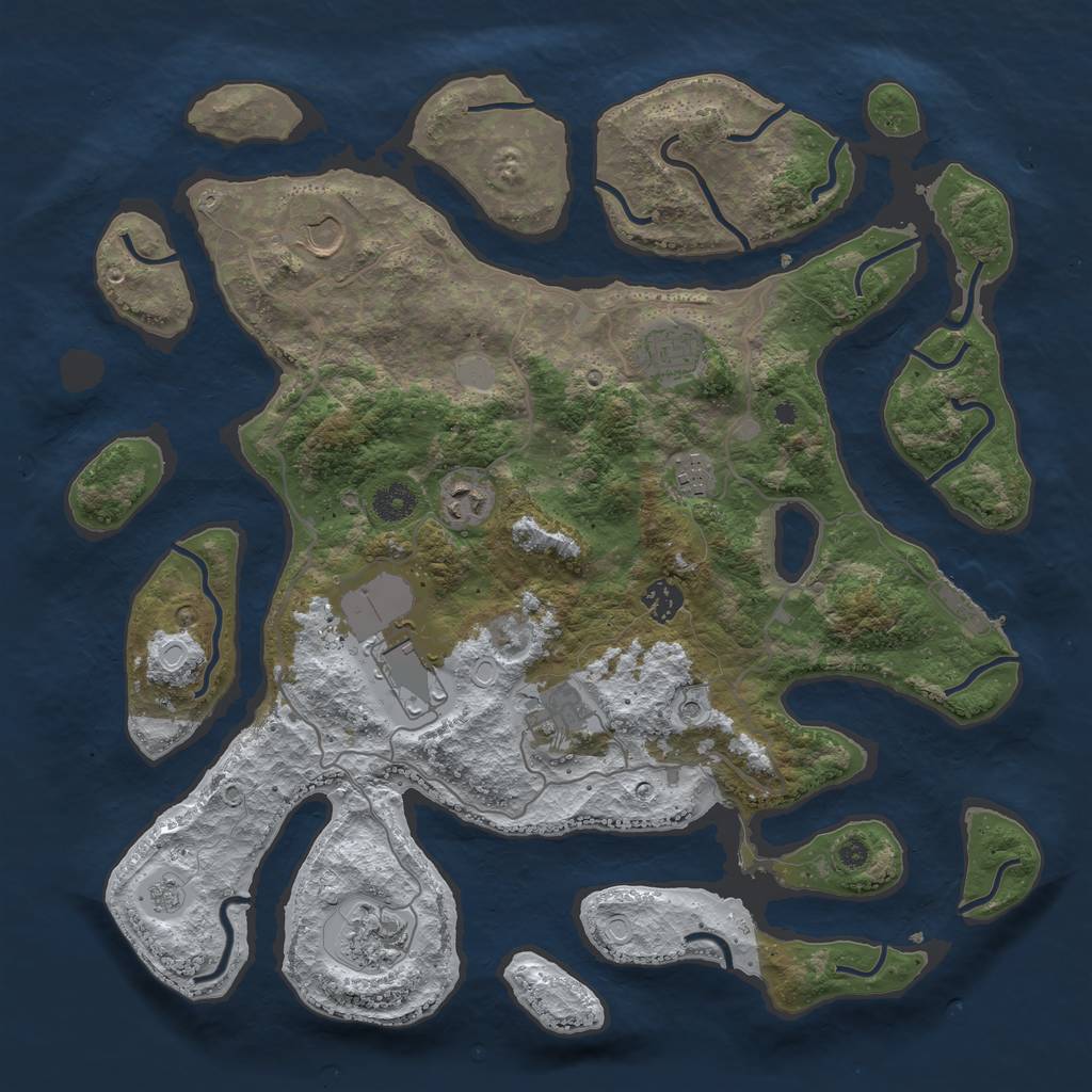 Rust Map: Procedural Map, Size: 4000, Seed: 5127, 16 Monuments