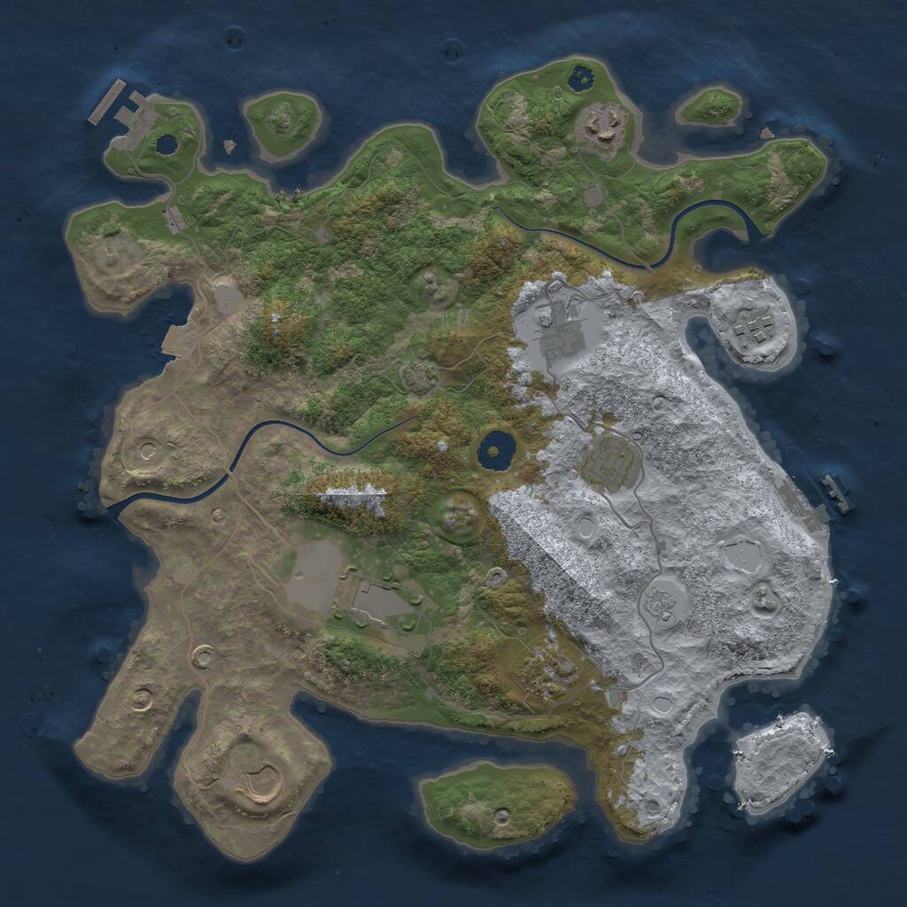 Rust Map: Procedural Map, Size: 3510, Seed: 854353, 13 Monuments