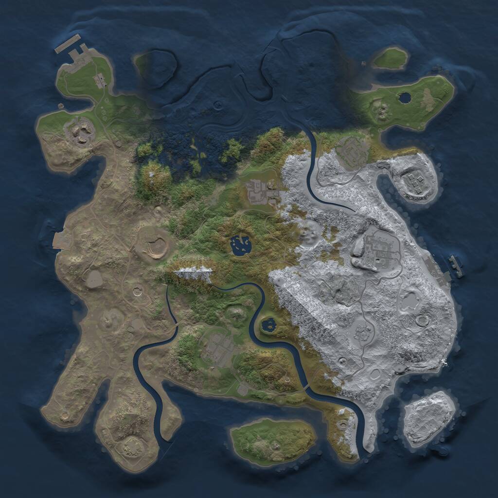 Rust Map: Procedural Map, Size: 3510, Seed: 854353, 14 Monuments