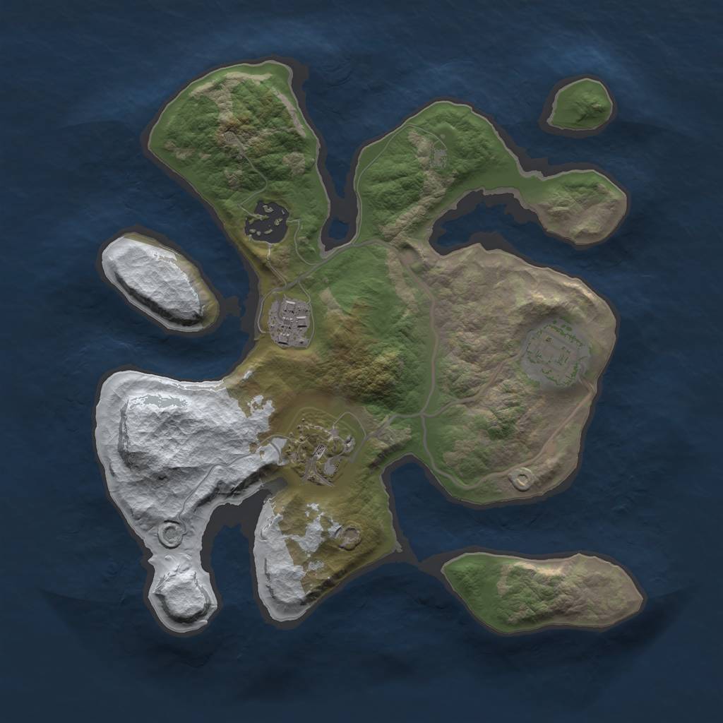 Rust Map: Barren, Size: 2500, Seed: 12315, 6 Monuments