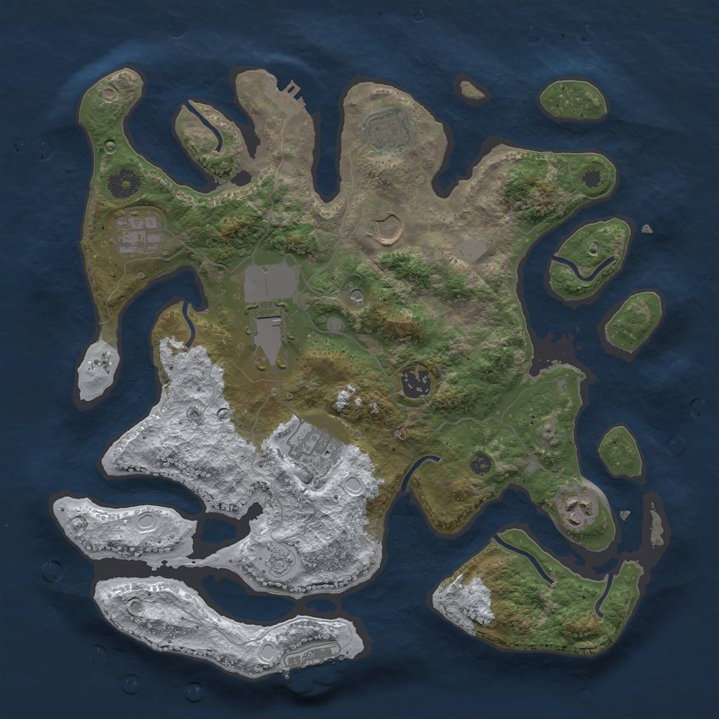 Rust Map: Procedural Map, Size: 3500, Seed: 565458, 16 Monuments
