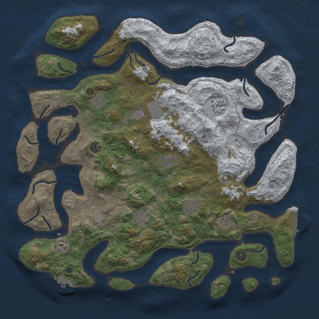 Rust Map: Procedural Map, Size: 4600, Seed: 1234567890, 19 Monuments