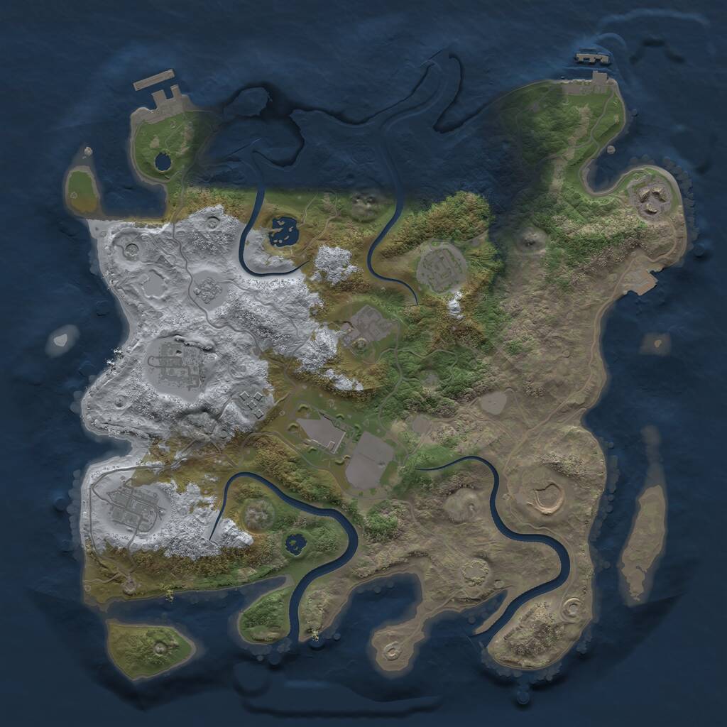 Rust Map: Procedural Map, Size: 3510, Seed: 3857249, 15 Monuments