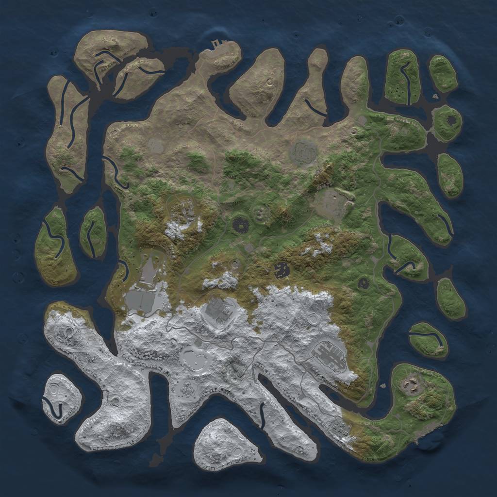 Rust Map: Procedural Map, Size: 4500, Seed: 4484681, 18 Monuments