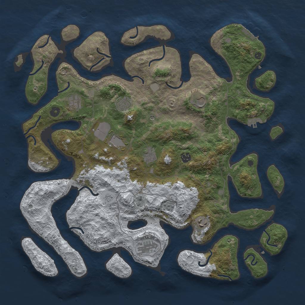 Rust Map: Procedural Map, Size: 4500, Seed: 2416107, 18 Monuments