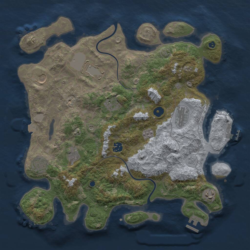 Rust Map: Procedural Map, Size: 3750, Seed: 11161, 15 Monuments