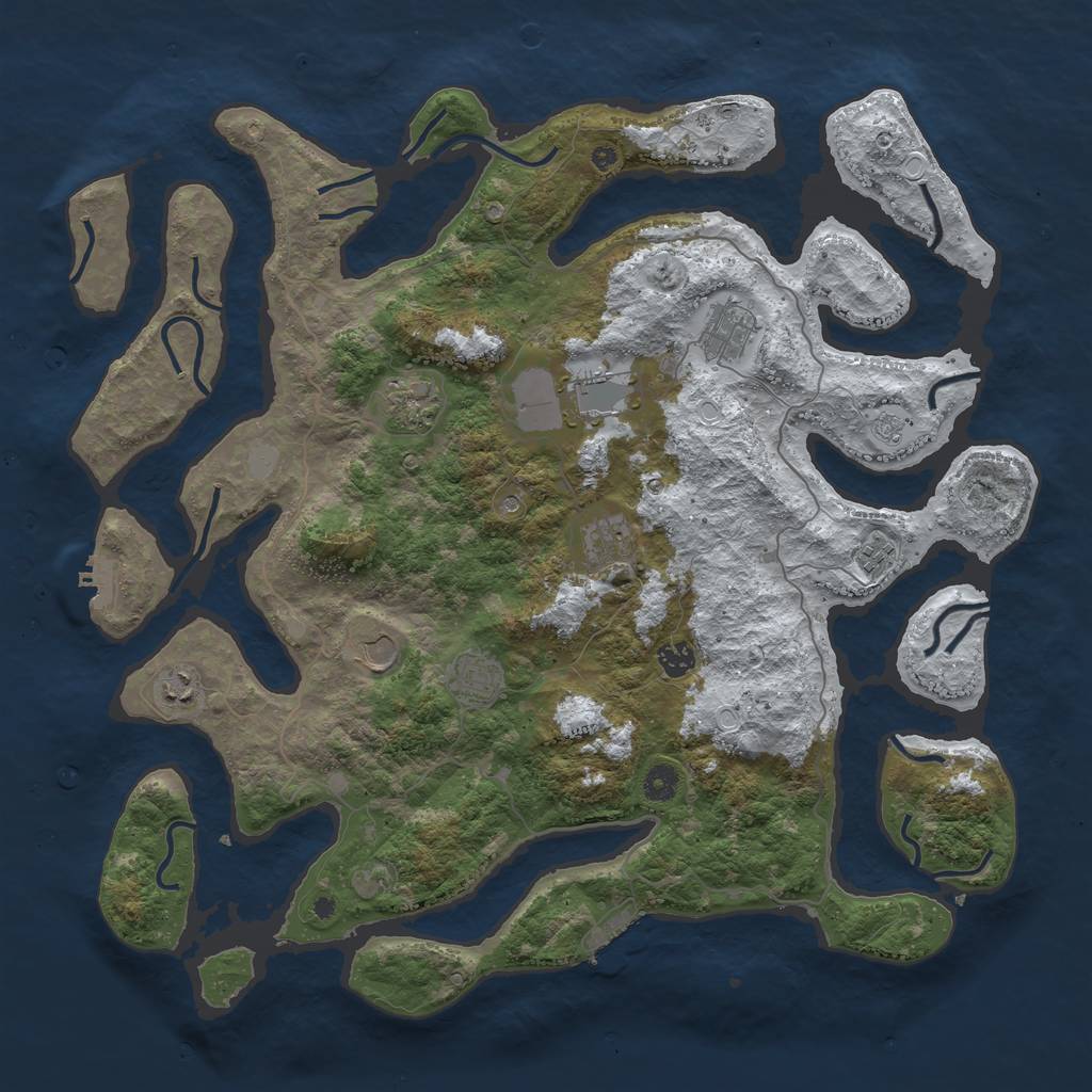 Rust Map: Procedural Map, Size: 4500, Seed: 1630873, 18 Monuments