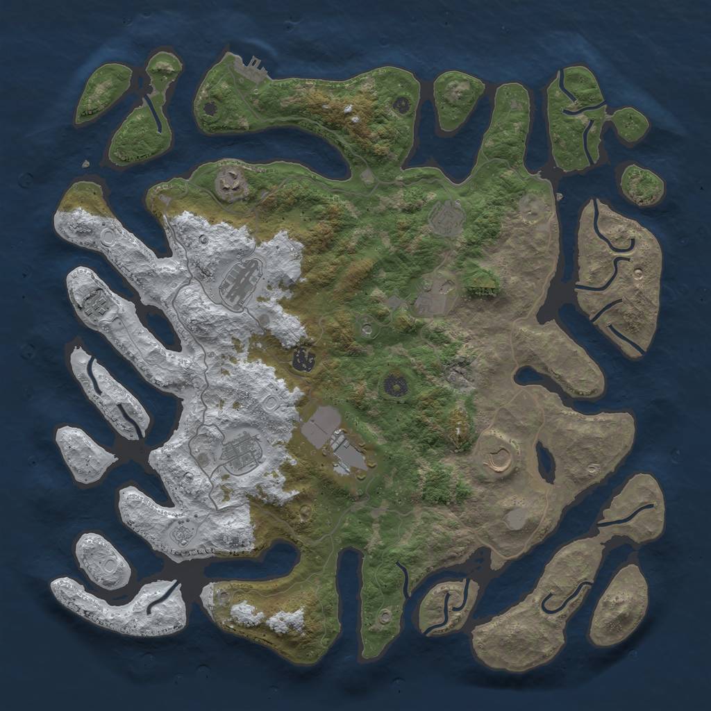 Rust Map: Procedural Map, Size: 4500, Seed: 4978010, 17 Monuments