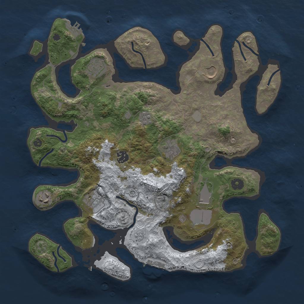 Rust Map: Procedural Map, Size: 3700, Seed: 418201106, 17 Monuments