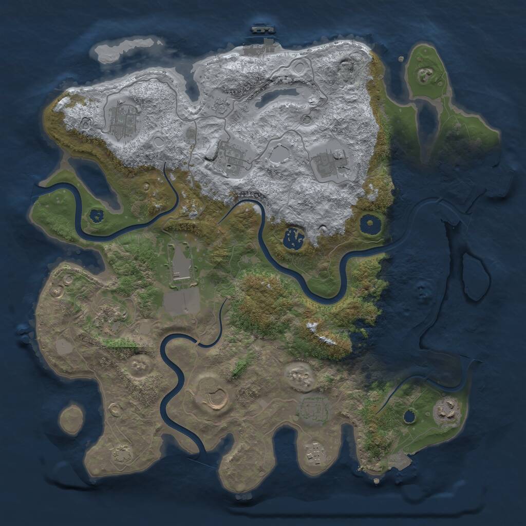 Rust Map: Procedural Map, Size: 3750, Seed: 797298927, 16 Monuments