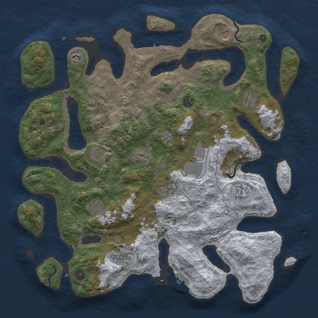 Rust Map: Procedural Map, Size: 4500, Seed: 491232, 20 Monuments