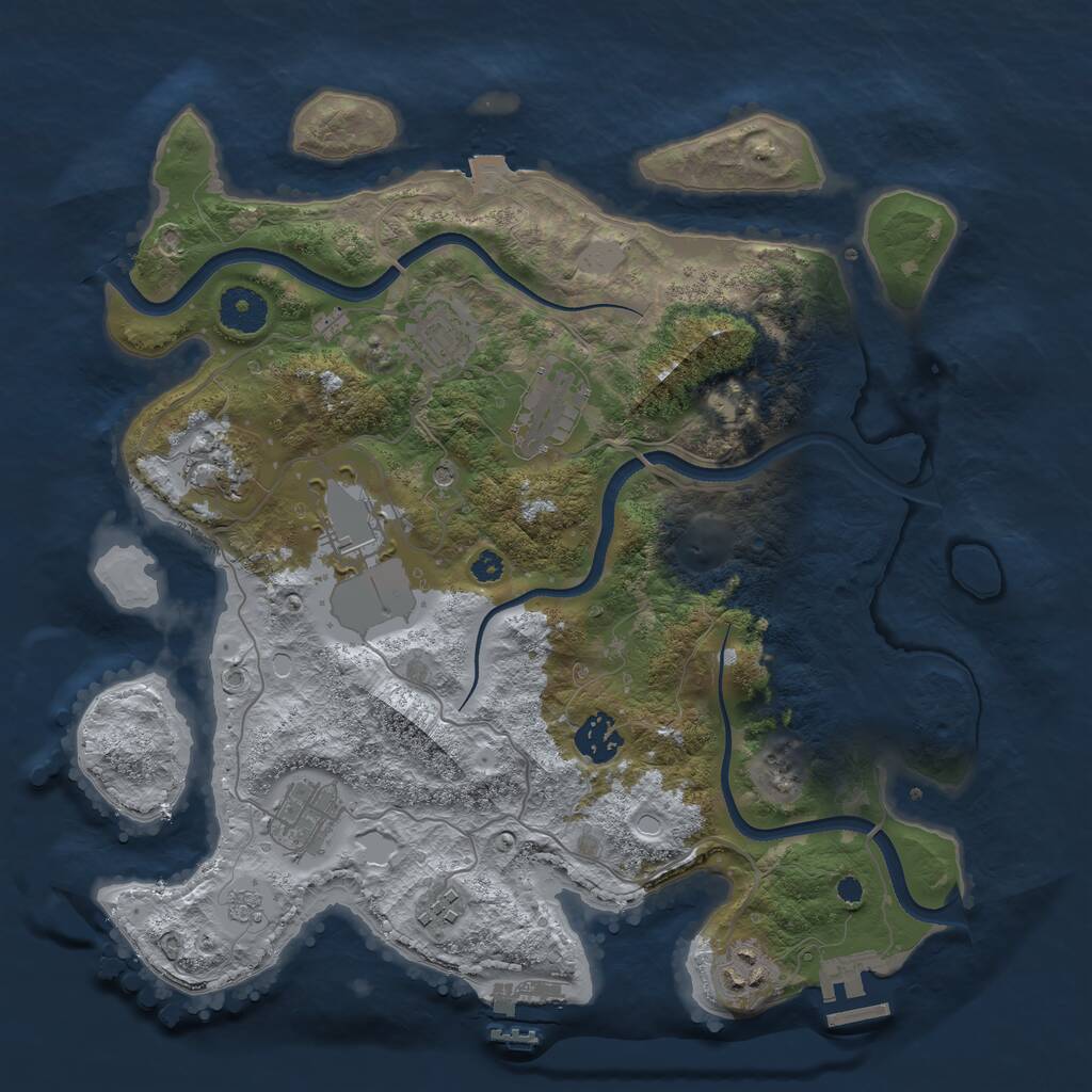 Rust Map: Procedural Map, Size: 3500, Seed: 6340502, 14 Monuments