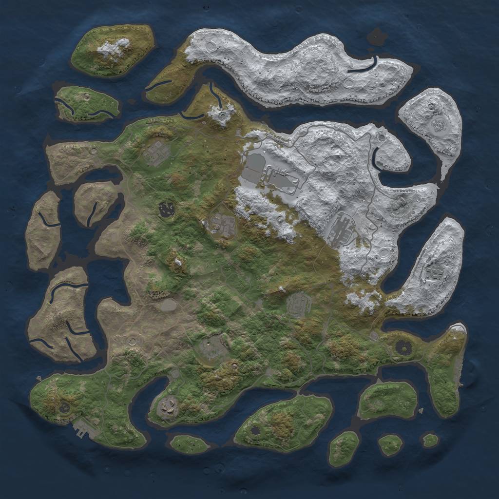 Rust Map: Procedural Map, Size: 4610, Seed: 1234567890, 18 Monuments