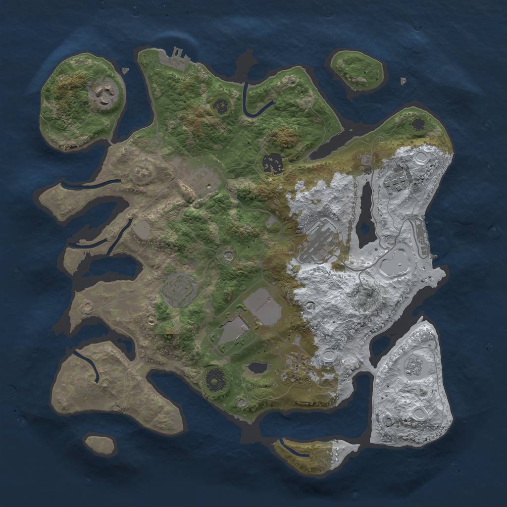 Rust Map: Procedural Map, Size: 3500, Seed: 583522772, 17 Monuments