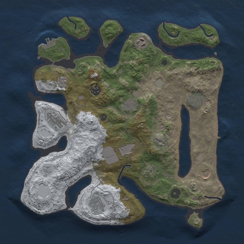 Rust Map: Procedural Map, Size: 3600, Seed: 1787347402, 19 Monuments