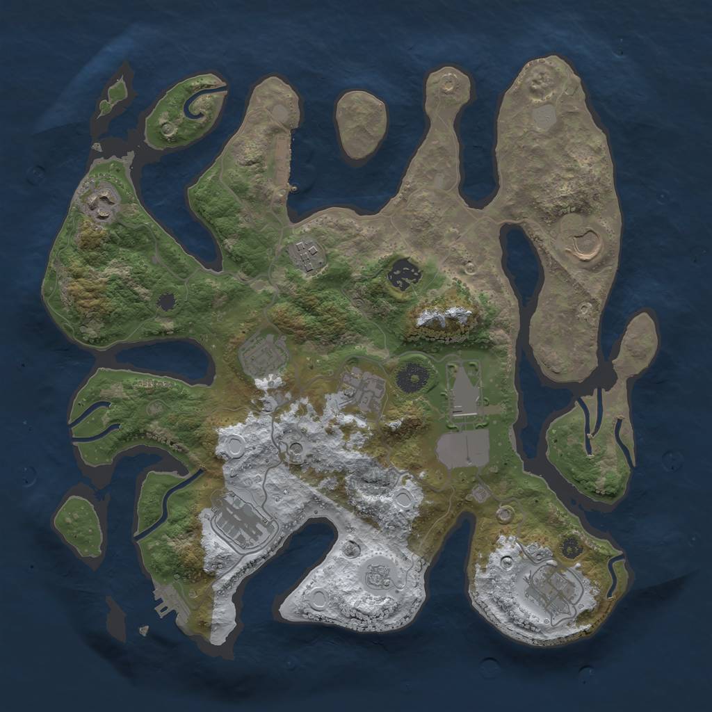 Rust Map: Procedural Map, Size: 3500, Seed: 665975, 18 Monuments