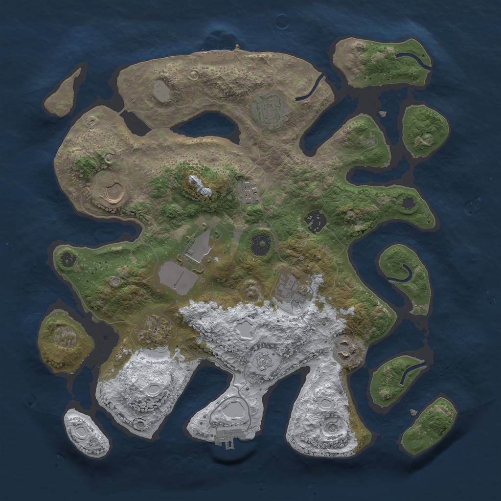 Rust Map: Procedural Map, Size: 3500, Seed: 4922515, 17 Monuments