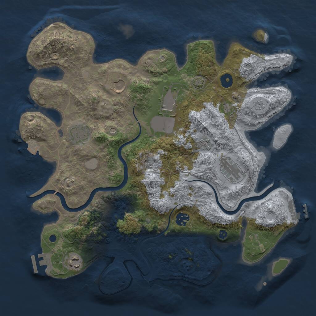 Rust Map: Procedural Map, Size: 3550, Seed: 238853, 13 Monuments