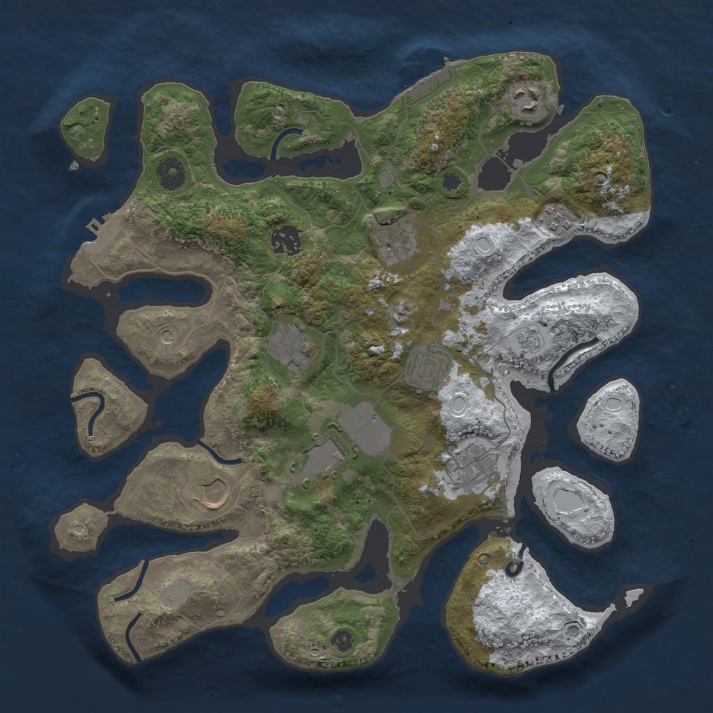 Rust Map: Procedural Map, Size: 3510, Seed: 3762532, 18 Monuments
