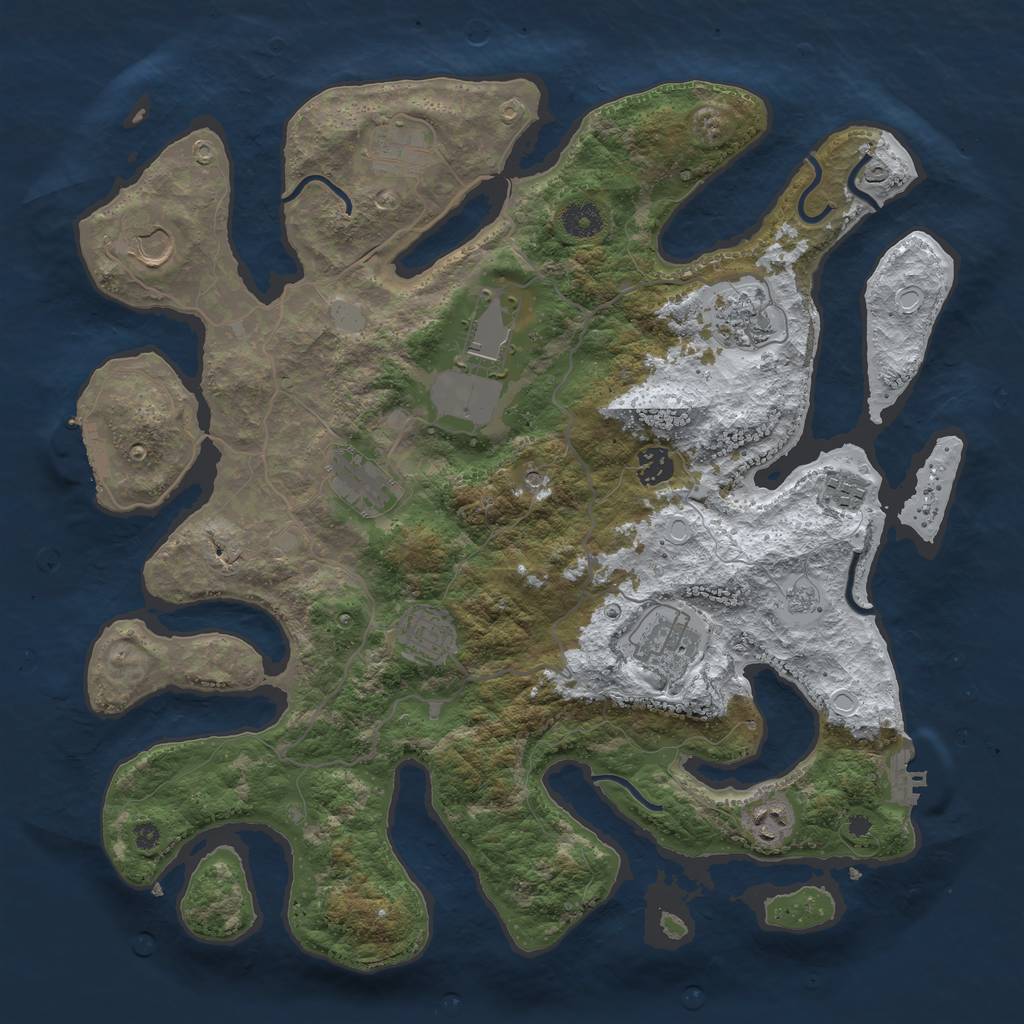 Rust Map: Procedural Map, Size: 4000, Seed: 4688933, 19 Monuments