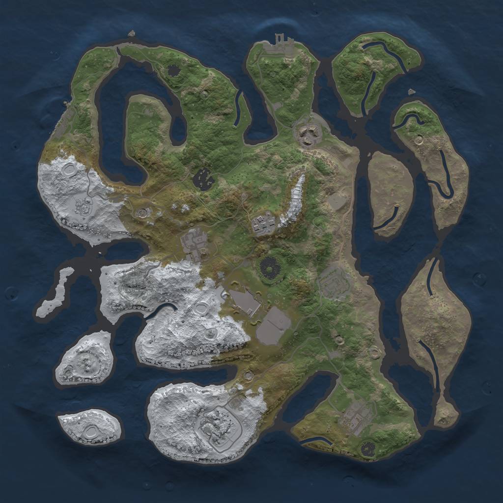 Rust Map: Procedural Map, Size: 3550, Seed: 239988, 17 Monuments