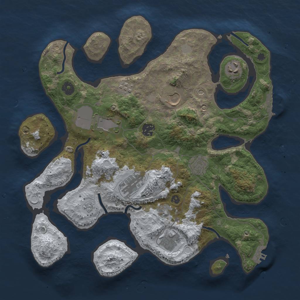 Rust Map: Procedural Map, Size: 3500, Seed: 214751, 17 Monuments