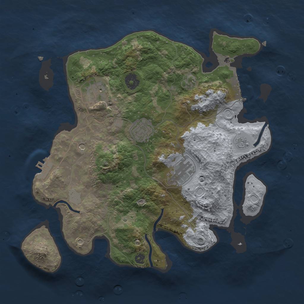 Rust Map: Procedural Map, Size: 3000, Seed: 197628, 10 Monuments