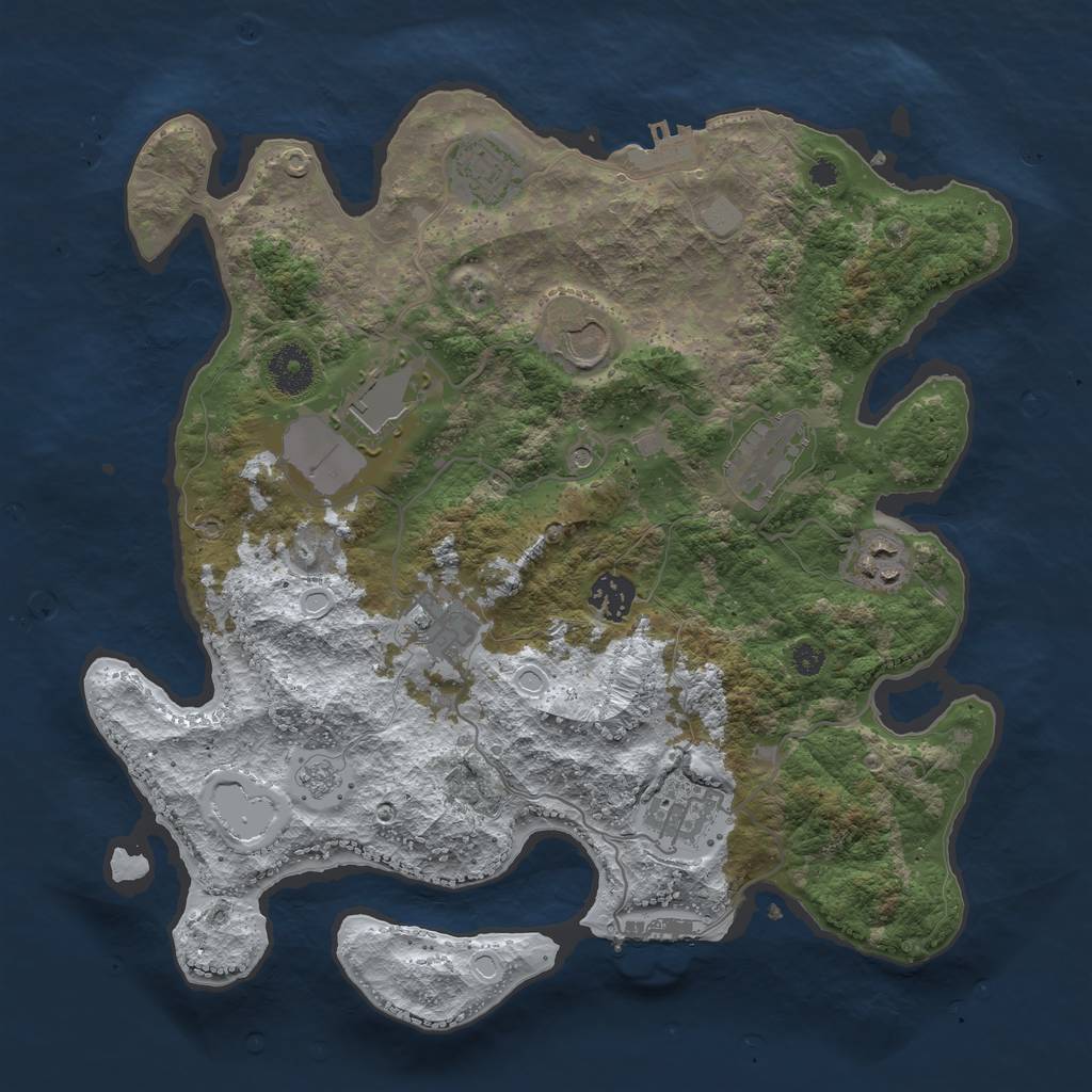 Rust Map: Procedural Map, Size: 3510, Seed: 2932214, 17 Monuments