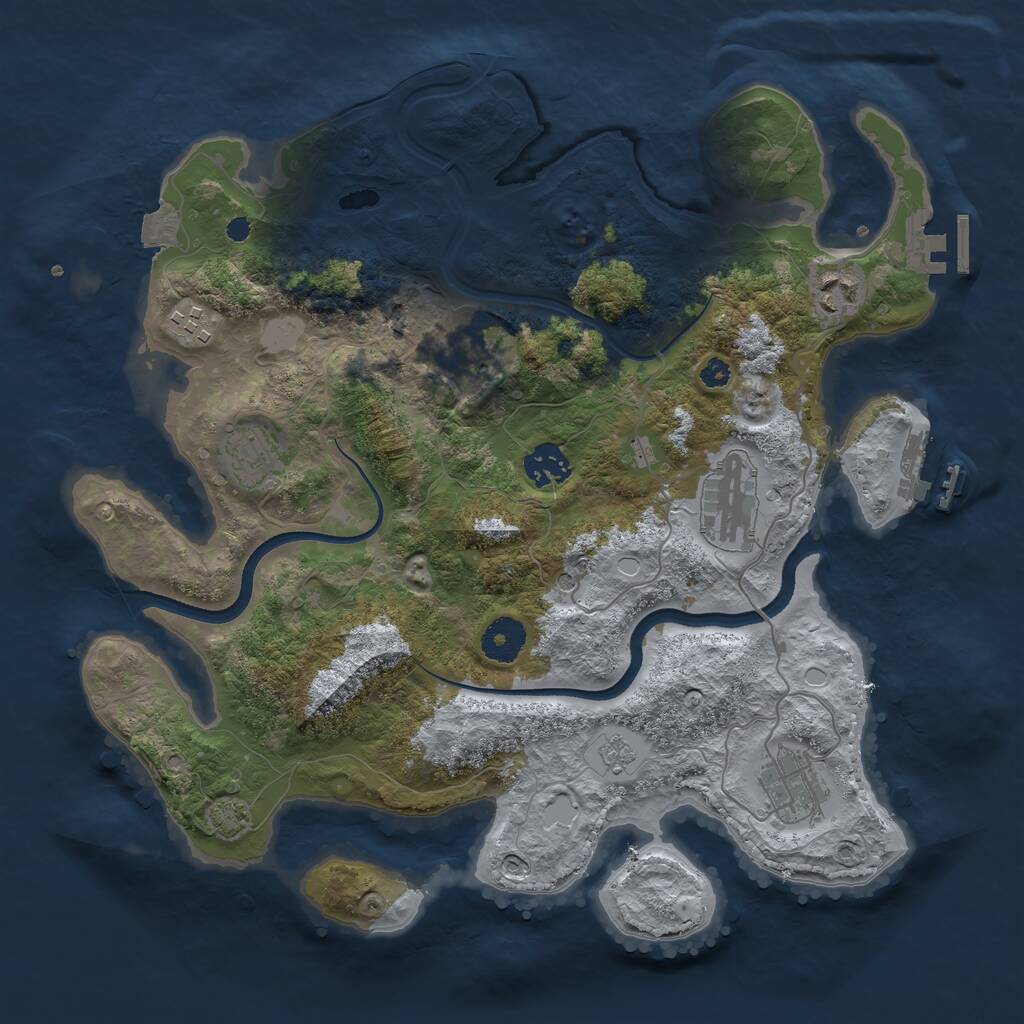 Rust Map: Procedural Map, Size: 3500, Seed: 707068, 13 Monuments