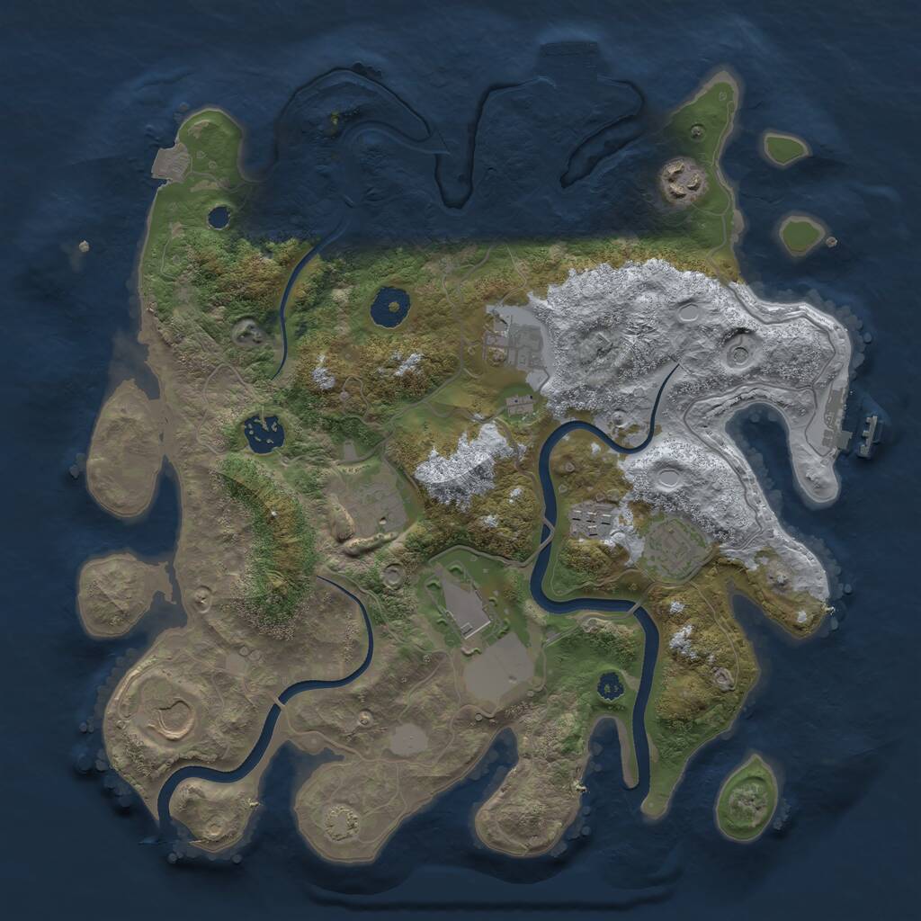 Rust Map: Procedural Map, Size: 3500, Seed: 1623127, 13 Monuments