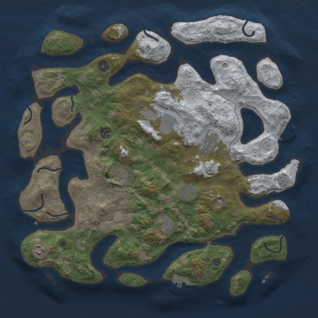 Rust Map: Procedural Map, Size: 4200, Seed: 1234567890, 17 Monuments