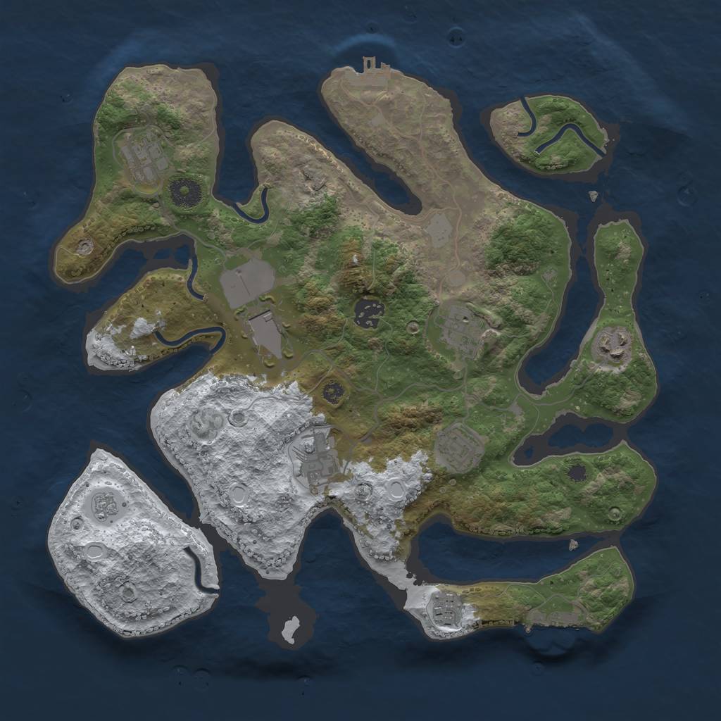 Rust Map: Procedural Map, Size: 3500, Seed: 4153139, 16 Monuments