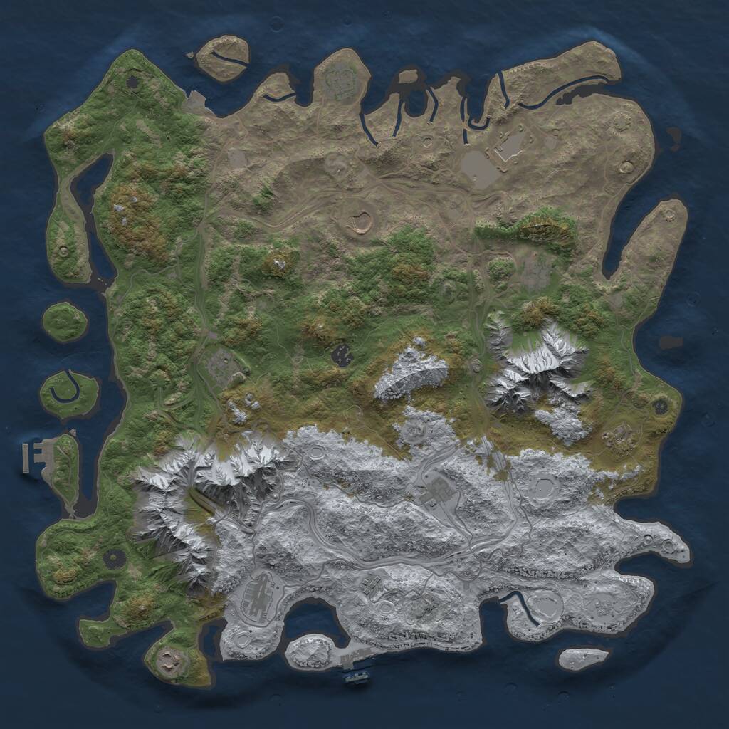 Rust Map: Procedural Map, Size: 5000, Seed: 69069, 17 Monuments
