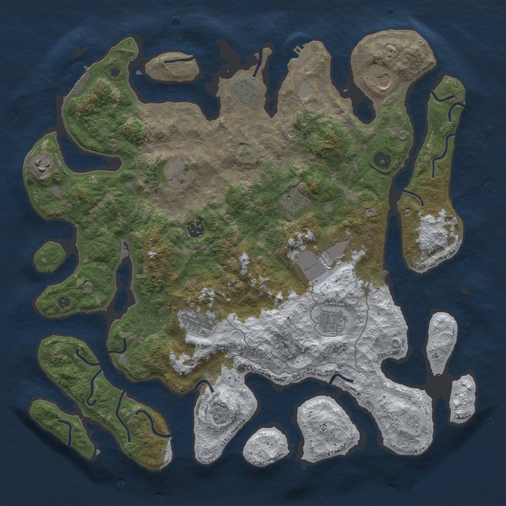 Rust Map: Procedural Map, Size: 4500, Seed: 1855329, 19 Monuments
