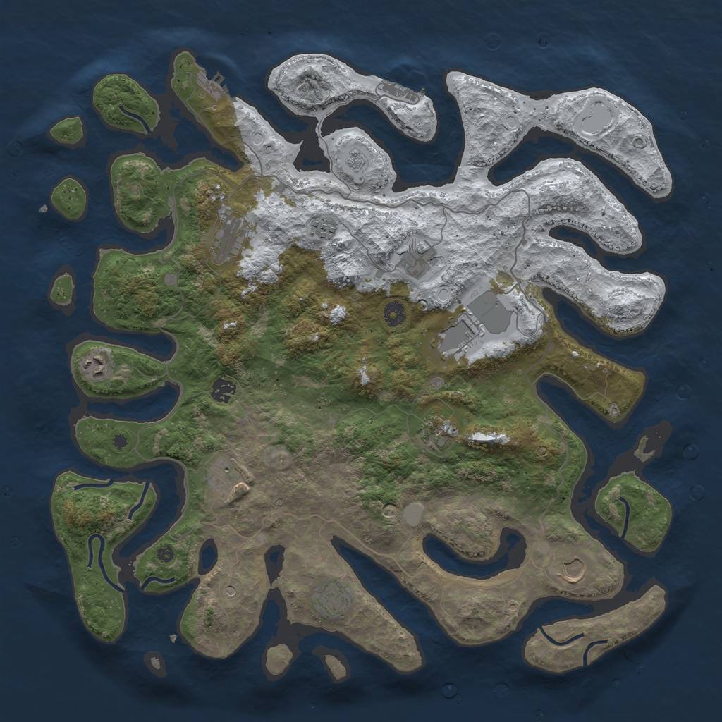 Rust Map: Procedural Map, Size: 4500, Seed: 1541591, 19 Monuments