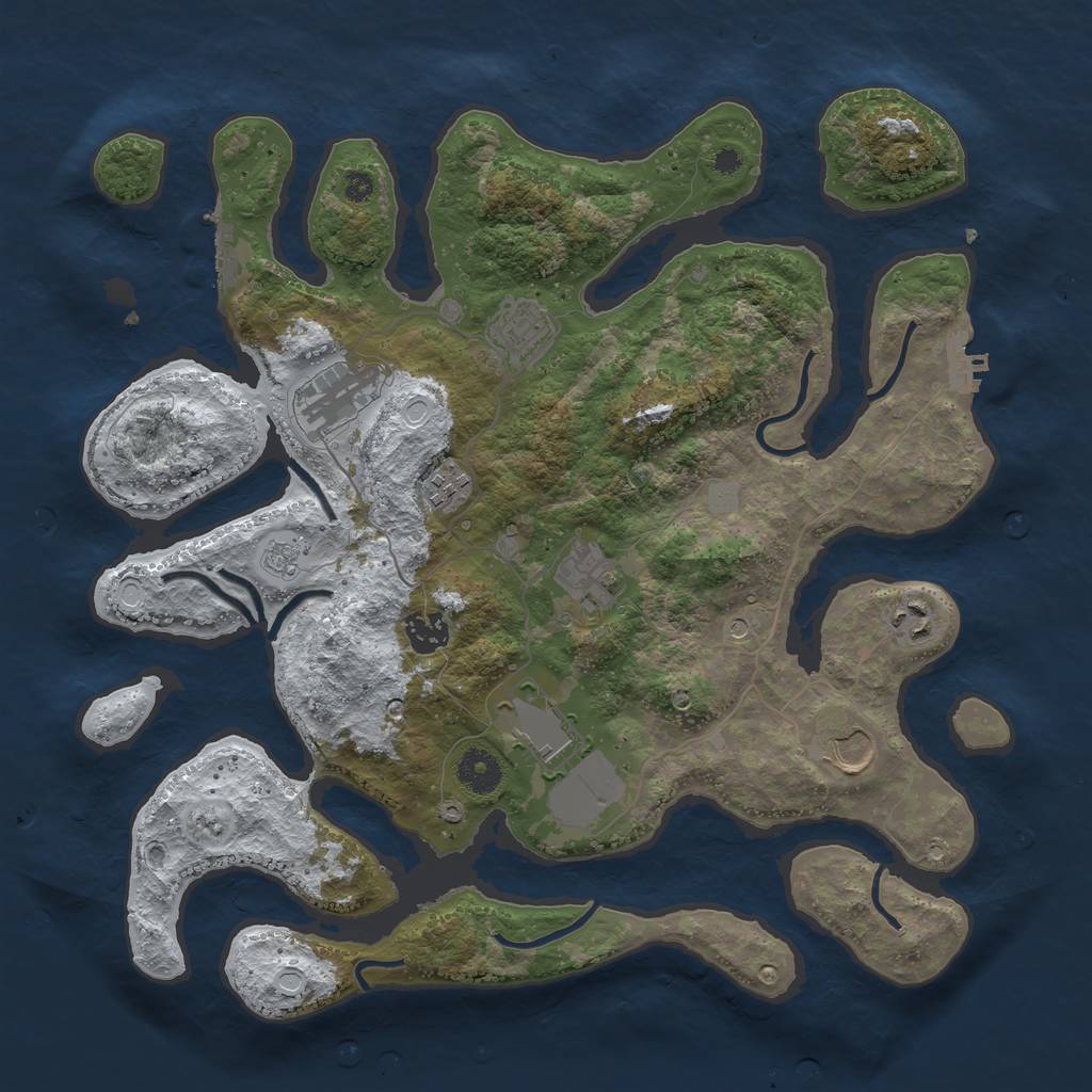 Rust Map: Procedural Map, Size: 3750, Seed: 2910929, 17 Monuments