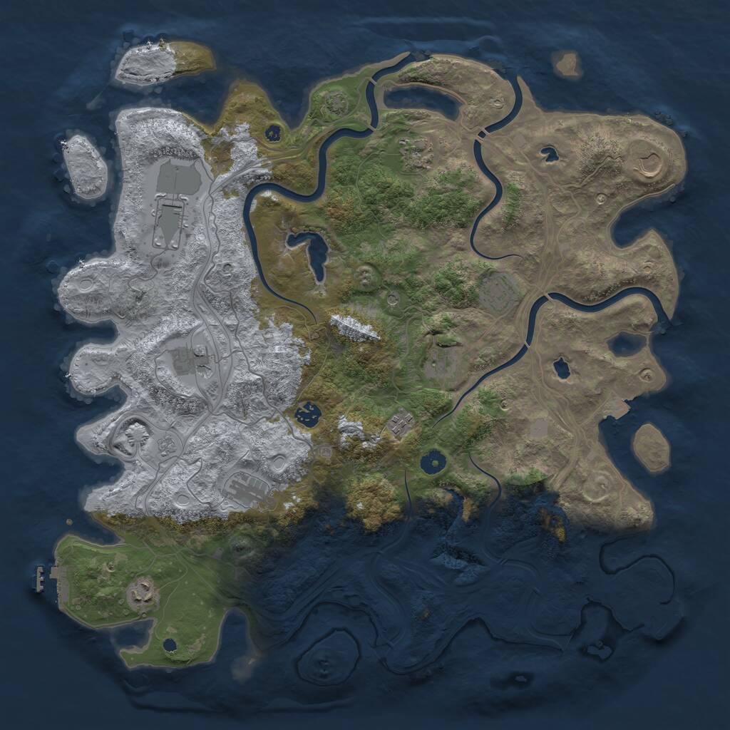 Rust Map: Procedural Map, Size: 4500, Seed: 3961619, 16 Monuments