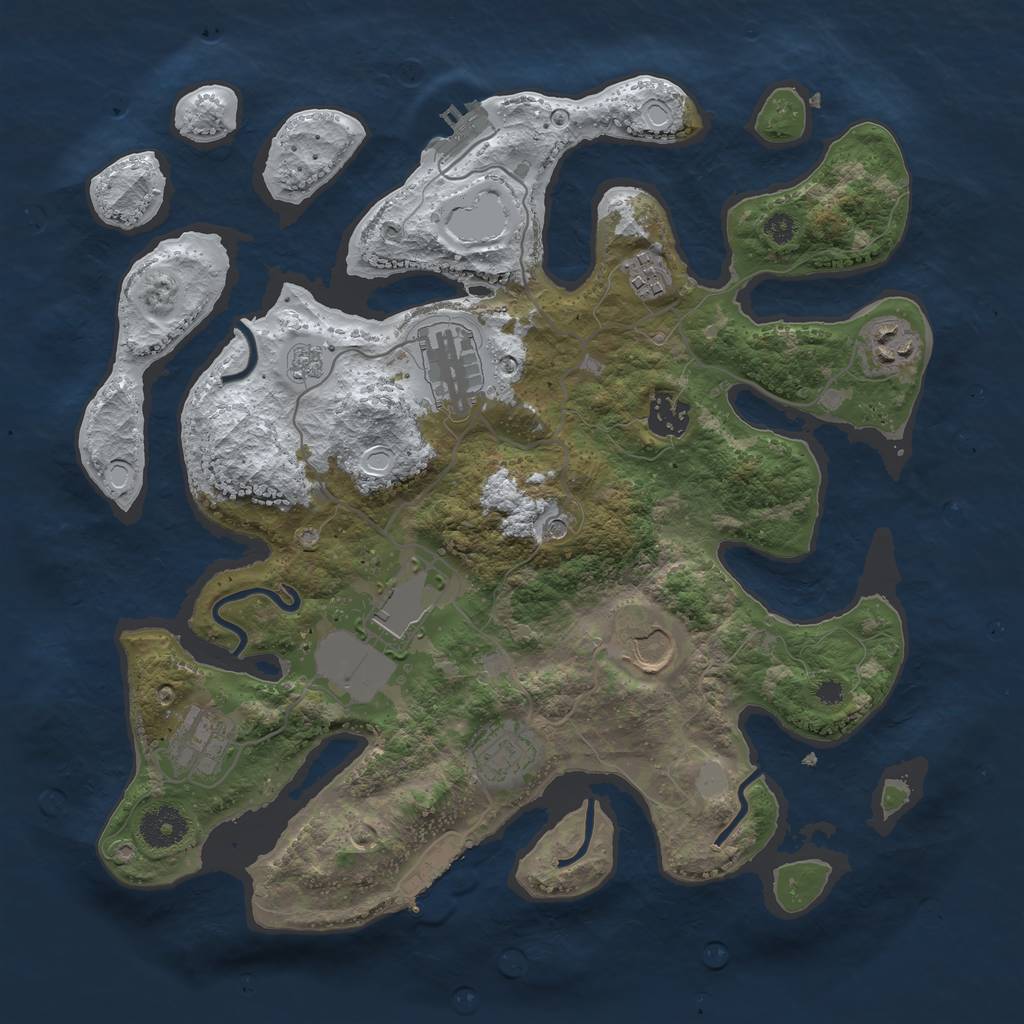 Rust Map: Procedural Map, Size: 3510, Seed: 5749371, 17 Monuments