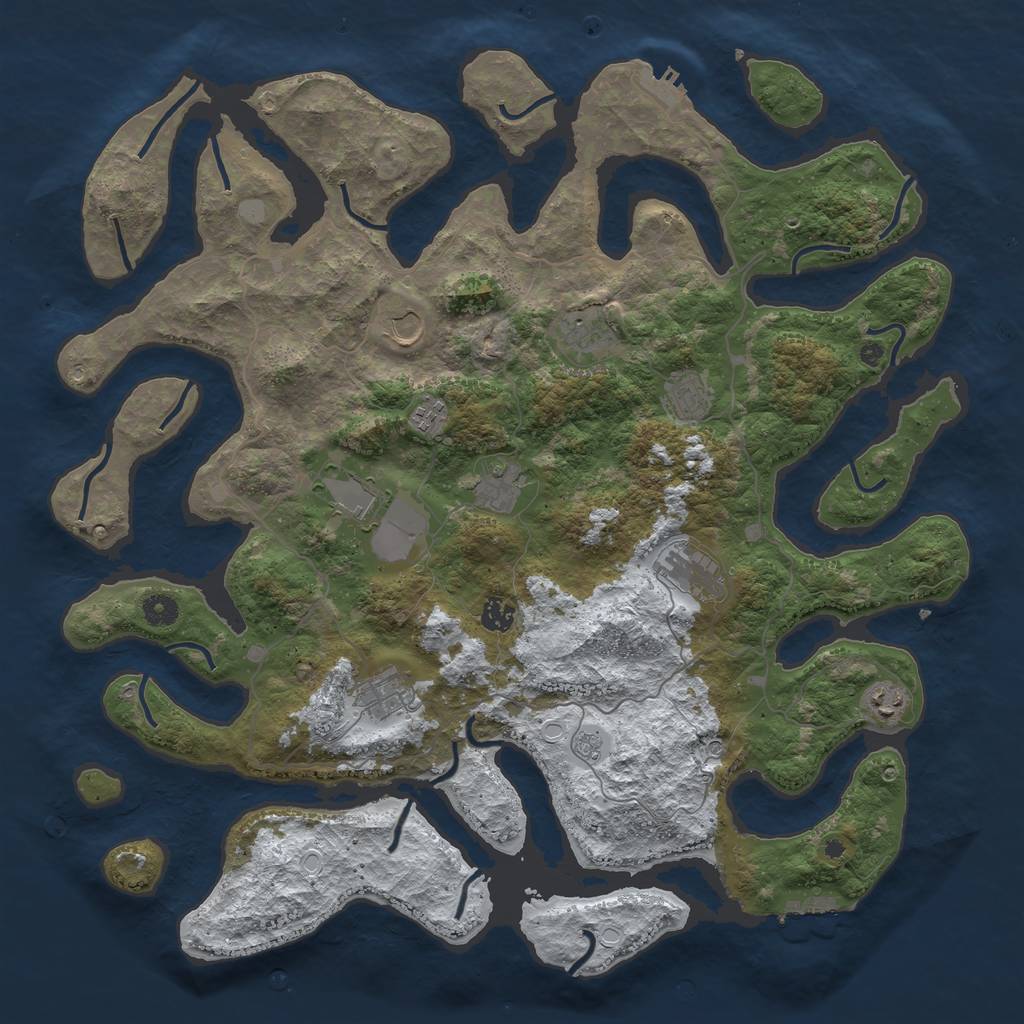 Rust Map: Procedural Map, Size: 4500, Seed: 5256485, 19 Monuments