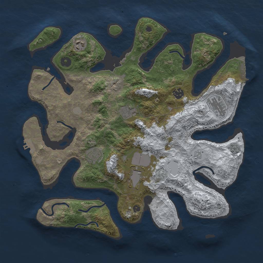 Rust Map: Procedural Map, Size: 3750, Seed: 242113861, 16 Monuments