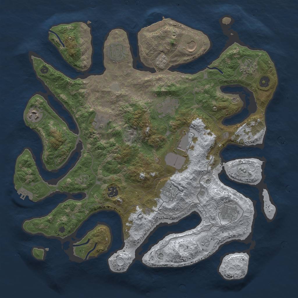 Rust Map: Procedural Map, Size: 4000, Seed: 1126669855, 20 Monuments