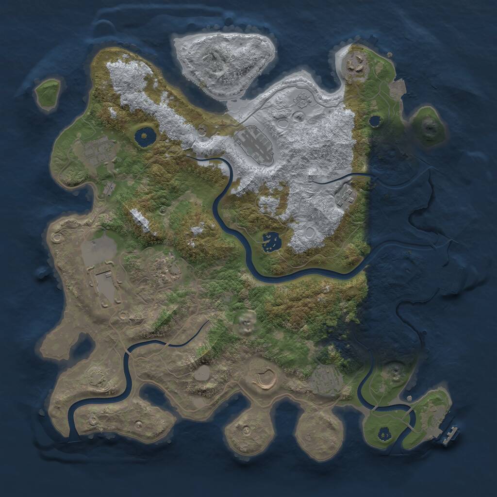 Rust Map: Procedural Map, Size: 3700, Seed: 842229472, 15 Monuments