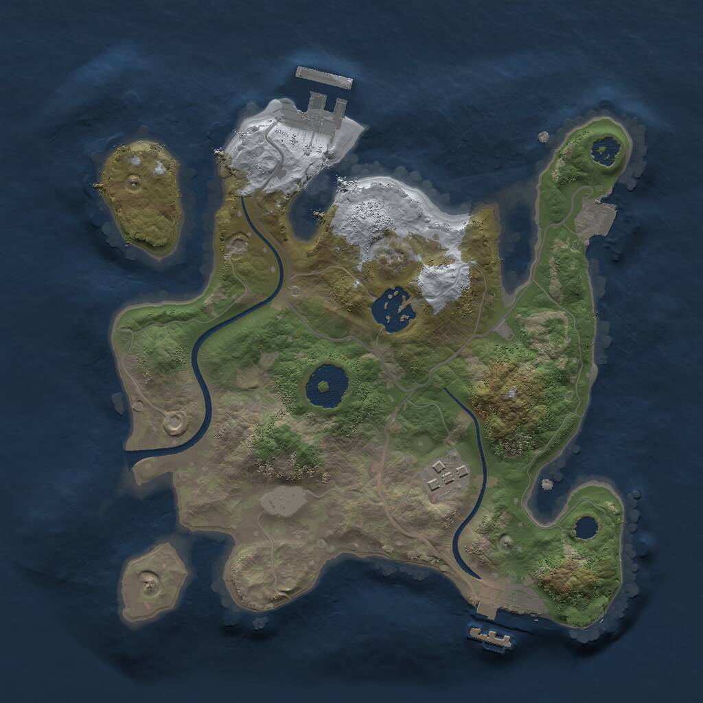 Rust Map: Procedural Map, Size: 2500, Seed: 644521, 5 Monuments