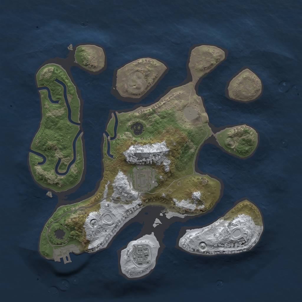 Rust Map: Procedural Map, Size: 2500, Seed: 12342, 8 Monuments