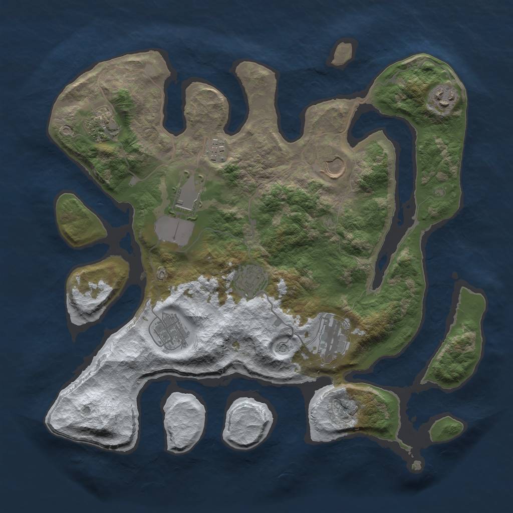 Rust Map: Barren, Size: 3600, Seed: 2946253, 11 Monuments